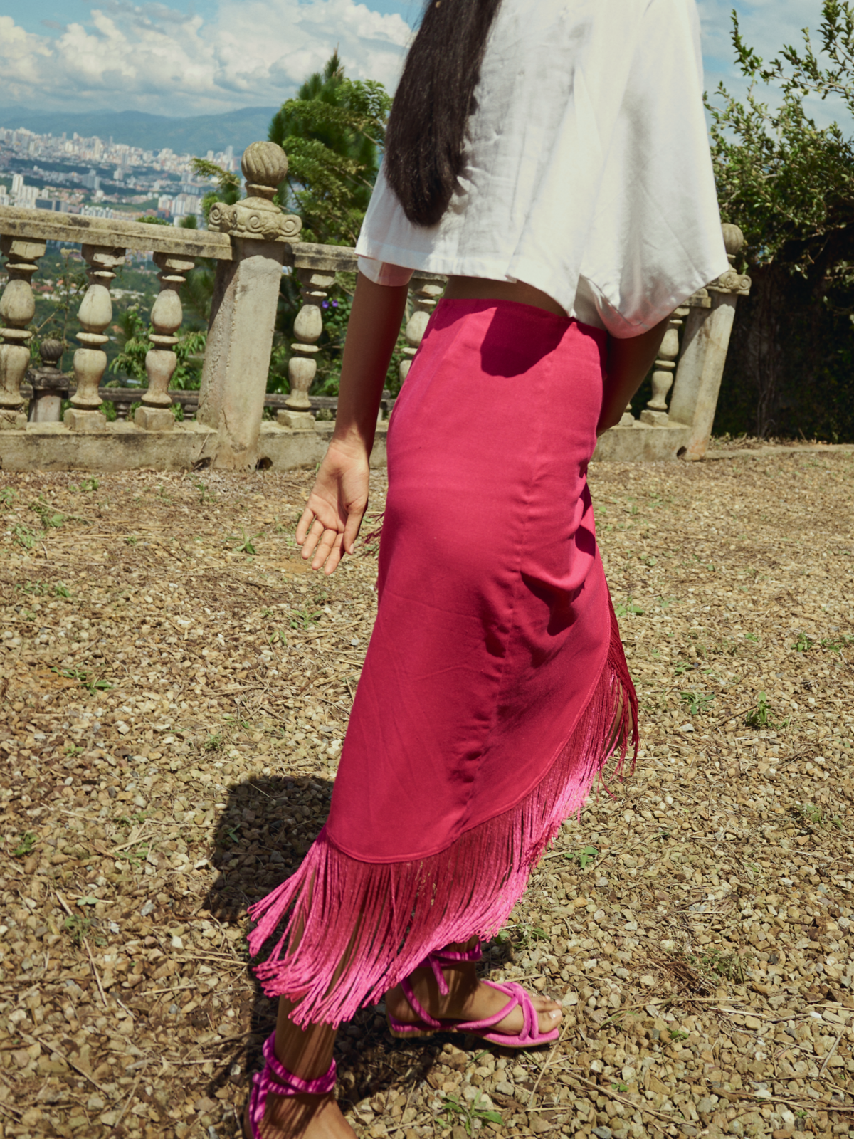 RIO SKIRT FUCSIA MIDI